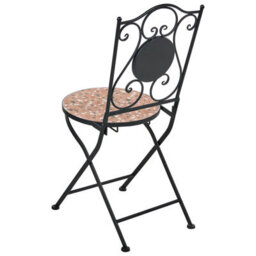 Wyld And Coco Outdoor Garden Bistro Set - Black Iron Frame, Terrazzo-Effect Ceramic Tabletop, 2-Seat Compact Design - thumbnail 8