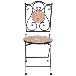 Wyld And Coco Outdoor Garden Bistro Set - Black Iron Frame, Terrazzo-Effect Ceramic Tabletop, 2-Seat Compact Design - thumbnail 6
