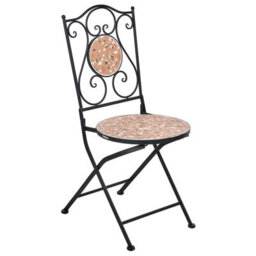 Wyld And Coco Outdoor Garden Bistro Set - Black Iron Frame, Terrazzo-Effect Ceramic Tabletop, 2-Seat Compact Design - thumbnail 5