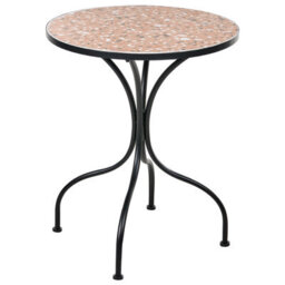 Wyld And Coco Outdoor Garden Bistro Set - Black Iron Frame, Terrazzo-Effect Ceramic Tabletop, 2-Seat Compact Design - thumbnail 4