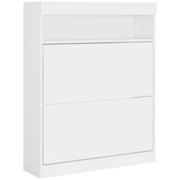 Homcom Wall Mounted Or Freestanding Shoe Cabinet With 2 Flip Drawers, White - thumbnail 1