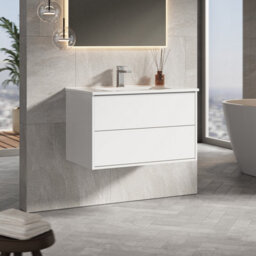 Banyetti Venti 800mm Wall Hung Vanity Unit With Lira Basin - Matt White - thumbnail 2