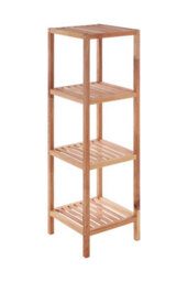 Orsina Versatile 4 Tier Walnut Wood Bathroom Shelf Unit, Contemporary Shelving Unit, Durable Shelf Unit For Bedroom - thumbnail 2