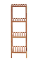 Orsina Versatile 4 Tier Walnut Wood Bathroom Shelf Unit, Contemporary Shelving Unit, Durable Shelf Unit For Bedroom