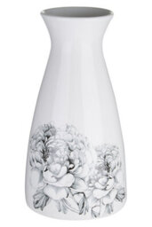 Orsina White Ceramic Vase  With Black Floral Pattern, Large White Vase Big Accent, White Ceramic Display  Vase - thumbnail 2