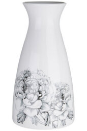 Orsina White Ceramic Vase  With Black Floral Pattern, Large White Vase Big Accent, White Ceramic Display  Vase - thumbnail 1