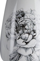 Orsina White Ceramic Vase  With Black Floral Pattern, Large White Vase Big Accent, White Ceramic Display  Vase - thumbnail 4