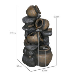 Outsunny Solar Water Feature With Led Lights And Pump 4 Tier Water Fountain - thumbnail 3