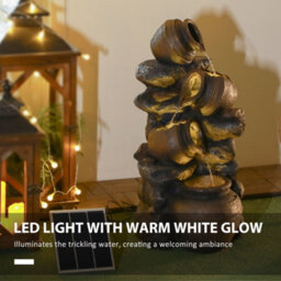 Outsunny Solar Water Feature With Led Lights And Pump 4 Tier Water Fountain - thumbnail 4
