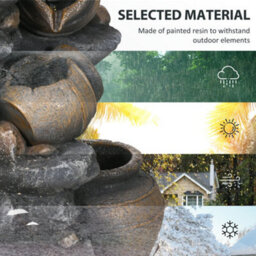 Outsunny Solar Water Feature With Led Lights And Pump 4 Tier Water Fountain - thumbnail 7