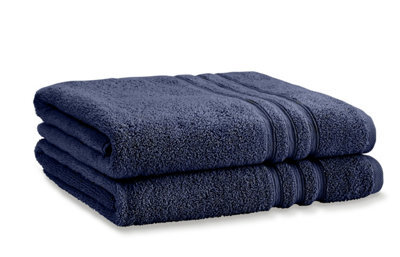 Catherine Lansfield Bathroom Zero Twist 500 Gsm Soft & Absorbent Cotton Bath Sheet Pair Navy - image 1