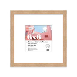 "6X6"" Oak Picture Frame - 6X6"" Square Frame With 4X4"" Mount For 6X6""/4X4"" Pictures Moderrn Style Thin Edge, 1 Pack" - thumbnail 1