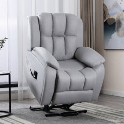 More4Homes Rise Recliner Chair With Single Motor, Remote Control And Pocket Storage In Leather-Look Grey Technology Fabric - thumbnail 1