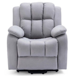 More4Homes Rise Recliner Chair With Single Motor, Remote Control And Pocket Storage In Leather-Look Grey Technology Fabric - thumbnail 6
