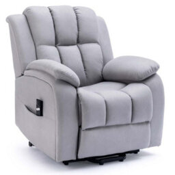 More4Homes Rise Recliner Chair With Single Motor, Remote Control And Pocket Storage In Leather-Look Grey Technology Fabric - thumbnail 3