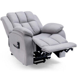 More4Homes Rise Recliner Chair With Single Motor, Remote Control And Pocket Storage In Leather-Look Grey Technology Fabric - thumbnail 5