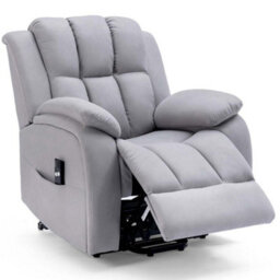 More4Homes Rise Recliner Chair With Single Motor, Remote Control And Pocket Storage In Leather-Look Grey Technology Fabric - thumbnail 4