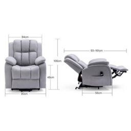More4Homes Rise Recliner Chair With Single Motor, Remote Control And Pocket Storage In Leather-Look Grey Technology Fabric - thumbnail 9