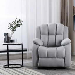 More4Homes Rise Recliner Chair With Single Motor, Remote Control And Pocket Storage In Leather-Look Grey Technology Fabric - thumbnail 8