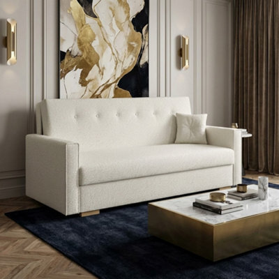 Viva Sonic Iv Sofa Bed With Storage Compartment Chipboard Frame Polyurethane Foam Wooden Legs 173X100X85Cm Cream - image 1
