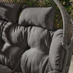 Furniturebox Grey Rattan Double Egg Chair 2 Seater Garden Egg Chair, Outdoor Double Egg Chair,  2 Seat Garden Chair + Free Cover - thumbnail 4