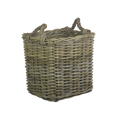 Red Hamper Ra008/1 Rattan Small Square Grey Rattan Log Basket - image 1