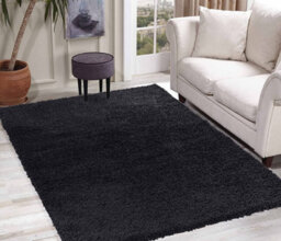 Modern Extra Large Small Soft 5Cm Shaggy Non Slip Bedroom Living Room Carpet Runner Area Rug - Black 80 X 150 Cm - thumbnail 4