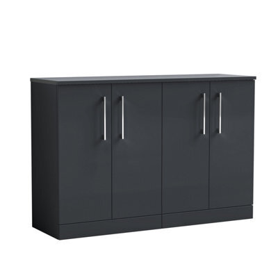 Balterley Bramshall Modern Bathroom 2 Door Floor Standing Vanity Unit With Laminate Worktop & Handles, Dark Grey, 1200 mm - image 1