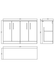 Balterley Bramshall Modern Bathroom 2 Door Floor Standing Vanity Unit With Laminate Worktop & Handles, Dark Grey, 1200 mm - thumbnail 2