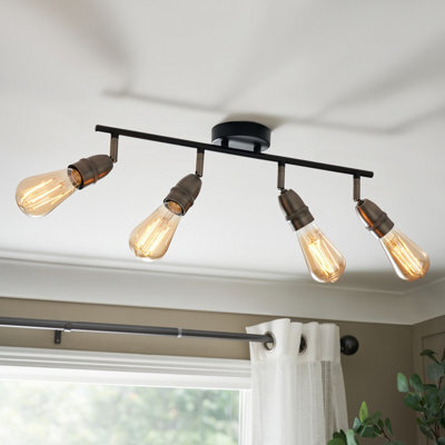 Inlight Catalyst Matt Pewter & Black Gunmetal Effect 4 Light Spotlight Bar - image 1