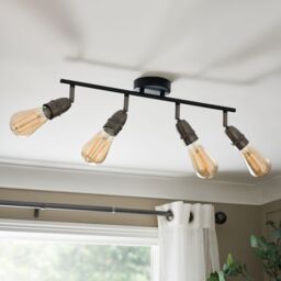 Inlight Catalyst Matt Pewter & Black Gunmetal Effect 4 Light Spotlight Bar - thumbnail 2