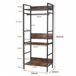 60X40X162Cm Industrial Bookcase Rustic Storage Cabinet Tall Shelf Metal Display Unit - thumbnail 2