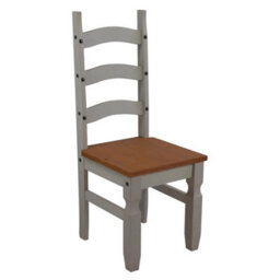 Dining Chairs X 2 Grey Wax Slat Back Pair Mexican Pine Solid Wood Wooden - thumbnail 1