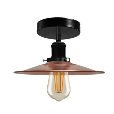 Copper Industrial Semi Flush Ceiling Light , 22Cm Metal Lampshade With E27 Led Bulb - image 1