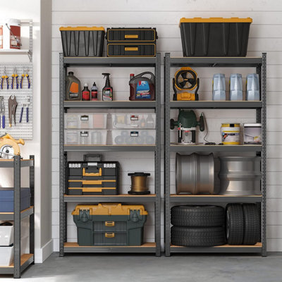 Songmics Garage Shelving, 5-Tier Storage Racks, Set Of 2, 180 X 90 X 40 Cm, Max. Load 875 Kg (175 Kg Per Tier), Shelving Units, Grey - image 1