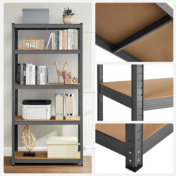 Songmics Garage Shelving, 5-Tier Storage Racks, Set Of 2, 180 X 90 X 40 Cm, Max. Load 875 Kg (175 Kg Per Tier), Shelving Units, Grey - thumbnail 4