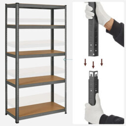 Songmics Garage Shelving, 5-Tier Storage Racks, Set Of 2, 180 X 90 X 40 Cm, Max. Load 875 Kg (175 Kg Per Tier), Shelving Units, Grey - thumbnail 5