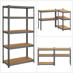 Songmics Garage Shelving, 5-Tier Storage Racks, Set Of 2, 180 X 90 X 40 Cm, Max. Load 875 Kg (175 Kg Per Tier), Shelving Units, Grey - thumbnail 6