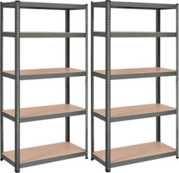 Songmics Garage Shelving, 5-Tier Storage Racks, Set Of 2, 180 X 90 X 40 Cm, Max. Load 875 Kg (175 Kg Per Tier), Shelving Units, Grey - thumbnail 3