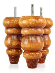 L&F 4X Solid Turned Wood Furniture Legs Chair Settee Feet 155mm 8mm Thread Medium Oak Washed - thumbnail 7