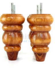 L&F 4X Solid Turned Wood Furniture Legs Chair Settee Feet 155mm 8mm Thread Medium Oak Washed - thumbnail 3