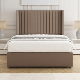 Bsspoke Manhattans Divan Bed Mink Plush Velvet With 54Inch Headboard & Mattress No Drawers In Single Double King 4Ft6 6Ft - thumbnail 1