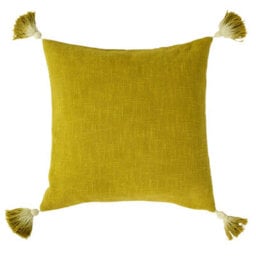 Furn. Eden Slub Cotton Tasselled Feather Filled Cushion - thumbnail 1