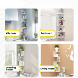 Rack Corner Shelf 5 Tier Floating Corner Shelves Zigzag Corner Shelf - thumbnail 3