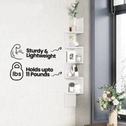 Rack Corner Shelf 5 Tier Floating Corner Shelves Zigzag Corner Shelf - thumbnail 4
