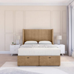 "Sloomy Falcon Latte Dumfries 4Ft Ottoman Bed End Opening With Sprung Memory Mattress & 54"" Headboard-Small Double" - thumbnail 2