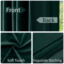 Oxford Homeware Eyelet Velvet Curtains Emerald Green Fully Lined Blackout Thermal Insulated Eyelet Curtains Pair (W)168Cmx(L)228Cm - thumbnail 3