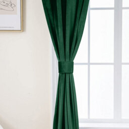 Oxford Homeware Eyelet Velvet Curtains Emerald Green Fully Lined Blackout Thermal Insulated Eyelet Curtains Pair (W)168Cmx(L)228Cm - thumbnail 7