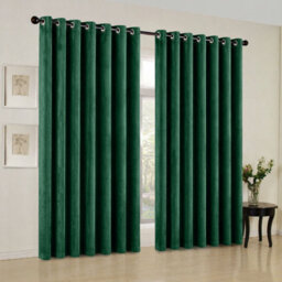 Oxford Homeware Eyelet Velvet Curtains Emerald Green Fully Lined Blackout Thermal Insulated Eyelet Curtains Pair (W)168Cmx(L)228Cm - thumbnail 9