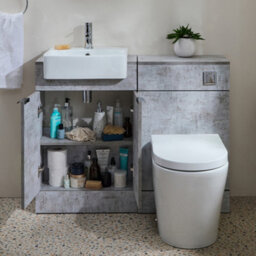 Homestylestore 1050mm Concrete Grey Bathroom Combination Vanity Toilet Unit With Chrome Finger Pull Handle - thumbnail 1